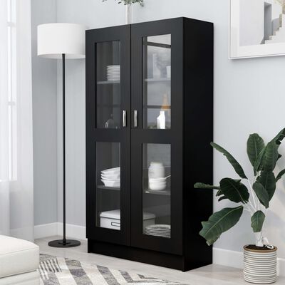 vidaXL Vitrine svart 82,5x30,5x150 cm konstruert tre