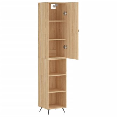 vidaXL Highboard sonoma eik 34,5x34x180 cm konstruert tre