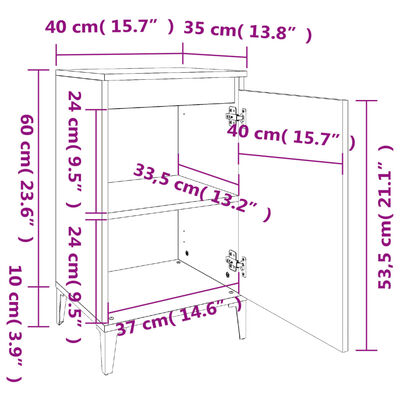 vidaXL Nattbord 2 stk betonggrå 40x35x70 cm konstruert tre