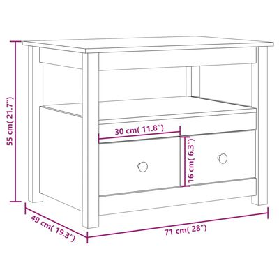 vidaXL Salongbord svart 71x49x55 cm heltre furu