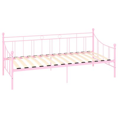 vidaXL Ramme til dagseng rosa metall 90x200 cm