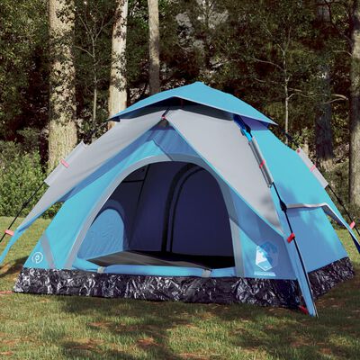 vidaXL Kuppeltelt for camping 4 personer blå hurtigutløser