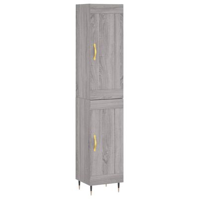 vidaXL Highboard grå sonoma 34,5x34x180 cm konstruert tre