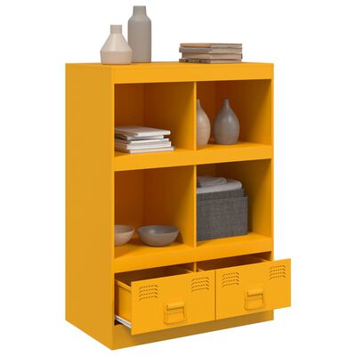 vidaXL Highboard sennepsgul 67x39x95 cm stål