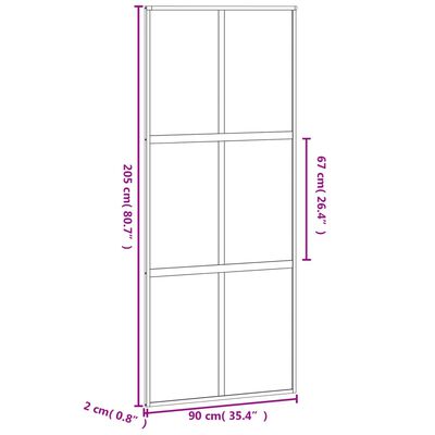 vidaXL Skyvedør svart 90x205 cm herdet glass og aluminium