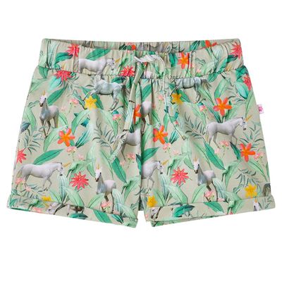 Barneshorts med snor lysekaki 140