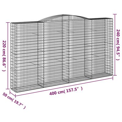 vidaXL Gabionkurver buede 15 stk 400x50x220/240 cm galvanisert jern