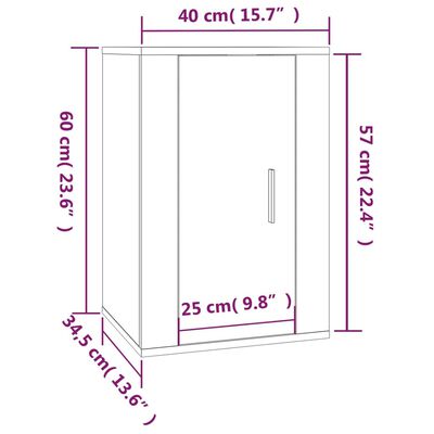 vidaXL Vegghengt TV-benk høyglans hvit 40x34,5x60 cm