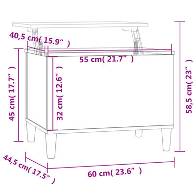 vidaXL Salongbord brun eik 60x44,5x45 cm konstruert tre