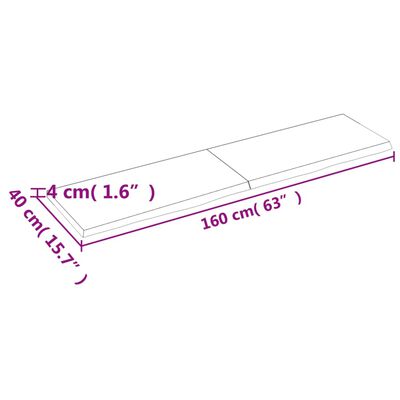 vidaXL Bordplate mørkebrun 160x40x(2-4) cm behandlet heltre eik