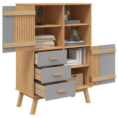 vidaXL Highboard OLDEN grå og brun 85x43x125 cm heltre furu