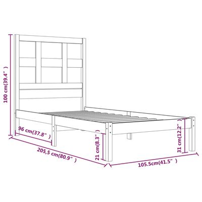 vidaXL Sengeramme honningbrun heltre furu 100x200 cm