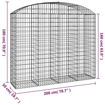 vidaXL Gabionkurv buet 200x50x160/180 cm galvanisert jern