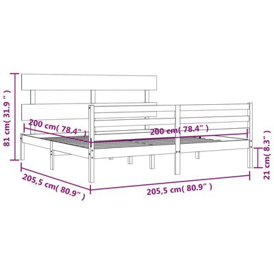 vidaXL Sengeramme med hodegavl 200x200 cm heltre