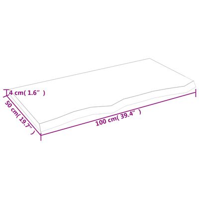 vidaXL Benkeplate til bad mørkebrun 100x50x(2-4) cm behandlet heltre