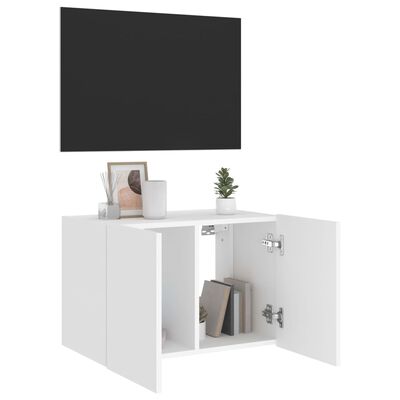 vidaXL Vegghengt TV-benk med LED hvit 60x35x41 cm