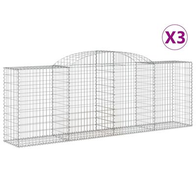 vidaXL Gabionkurver buede 3 stk 300x50x100/120 cm galvanisert jern