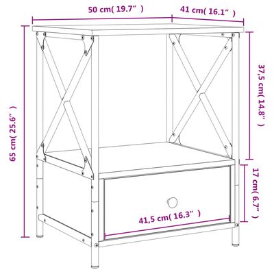 vidaXL Nattbord svart 50x41x65 cm konstruert tre