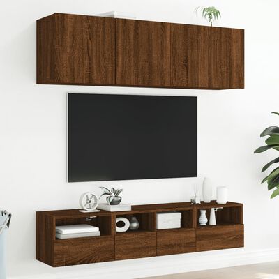 vidaXL Vegghengte TV-benker 2 stk brun eik 40x30x30 cm konstruert tre