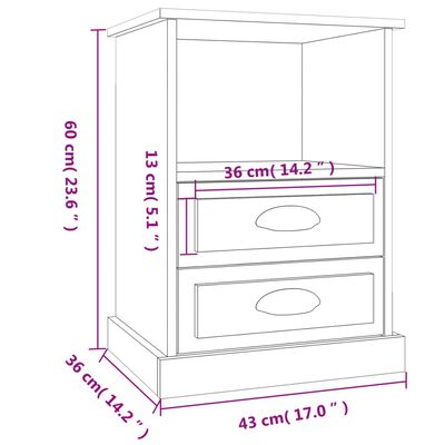 vidaXL Nattbord 2 stk sonoma eik 43x36x60 cm