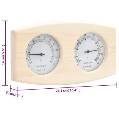 vidaXL 2-i-1 Hygrometer og timeglass til badstue heltre furu