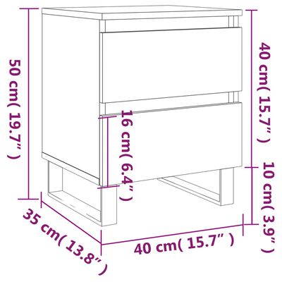 vidaXL Nattbord 2 stk brun eik 40x35x50 cm konstruert tre