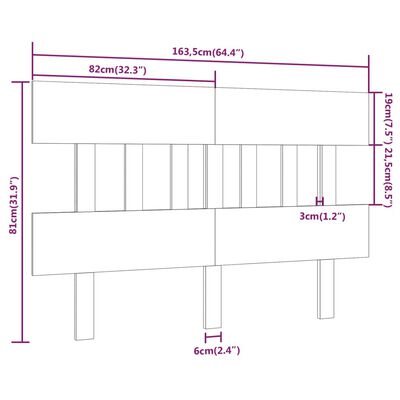 vidaXL Sengegavl svart 163,5x3x81 cm heltre furu