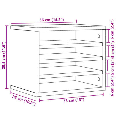 vidaXL Hylle til skrivebord svart 36x26x29,5 cm konstruert tre