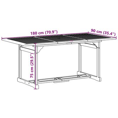 vidaXL Hagespisegruppe 9 deler 180x90x75 cm heltre akasie