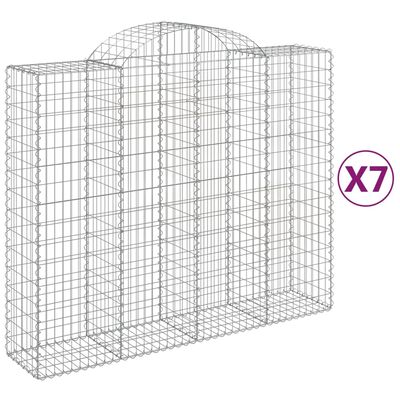 vidaXL Gabionkurver buede 7 stk 200x50x160/180 cm galvanisert jern