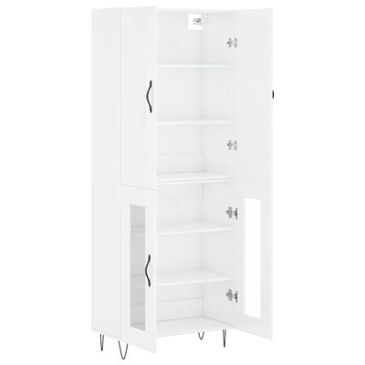 vidaXL Highboard høyglans hvit 69,5x34x180 cm konstruert tre