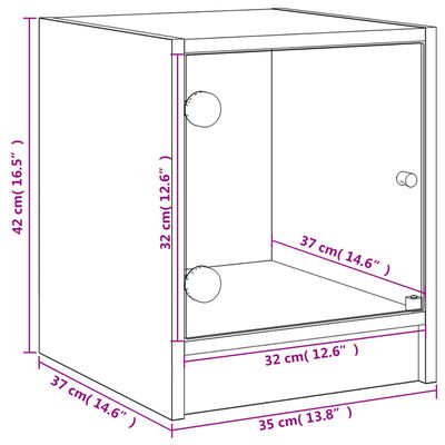 vidaXL Nattbord med glassdører 2 stk svart 35x37x42 cm