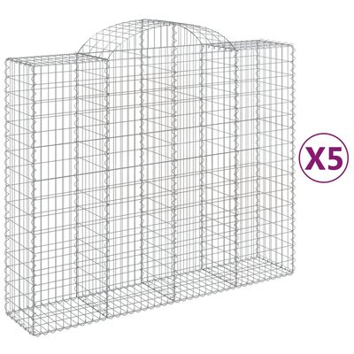 vidaXL Gabionkurver buede 5 stk 200x50x160/180 cm galvanisert jern