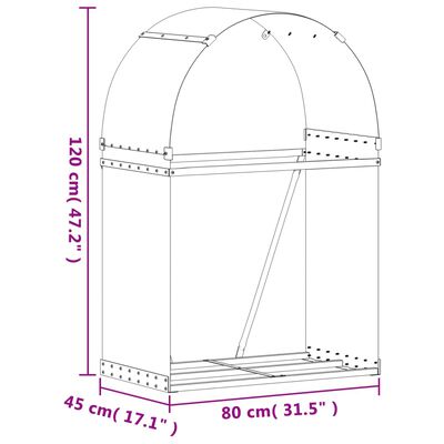 vidaXL Vedholder grønn 80x45x120 cm galvanisert stål