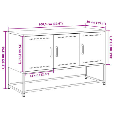 vidaXL TV-benk olivengrønn 100,5x39x60,5 cm stål