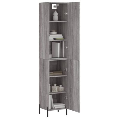 vidaXL Highboard grå sonoma 34,5x34x180 cm konstruert tre