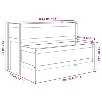 vidaXL Plantekasse honningbrun 110x84x75 cm heltre furu