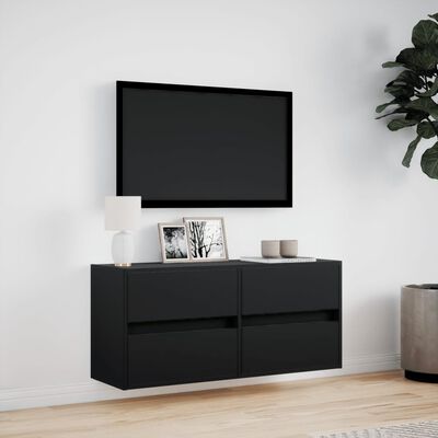 vidaXL Vegghengt TV-benk med LED svart 100x31x45 cm