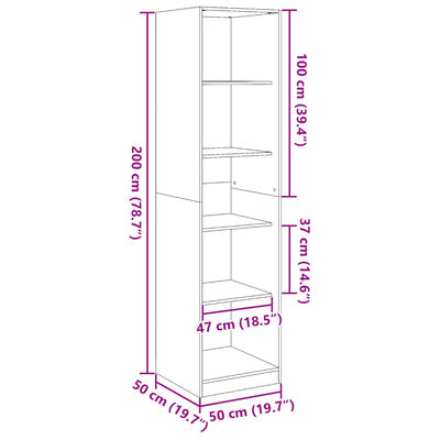 vidaXL Garderobe svart 50x50x200 cm sponplate