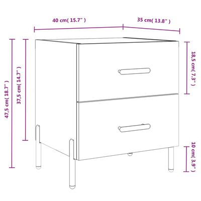 vidaXL Nattbord høyglans hvit 40x35x47,5 cm konstruert tre