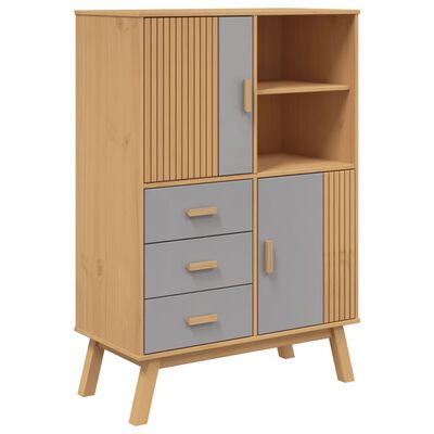 vidaXL Highboard OLDEN grå og brun 85x43x125 cm heltre furu