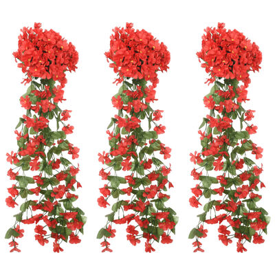 vidaXL Blomsterkranser for jul 3 stk rød 85 cm