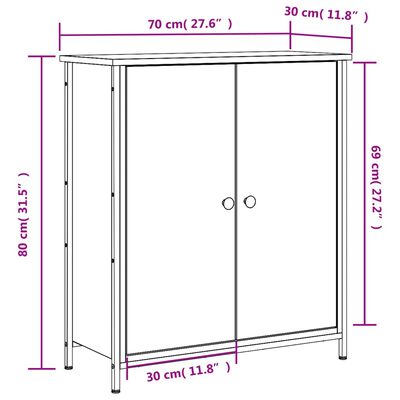 vidaXL Skjenk røkt eik 70x30x80 cm konstruert tre