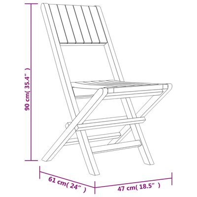 vidaXL Klappstoler 8 stk 47x61x90 cm heltre teak