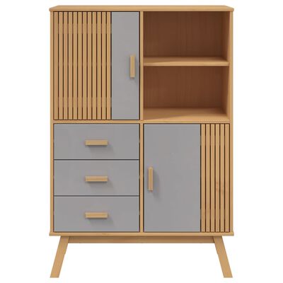 vidaXL Highboard OLDEN grå og brun 85x43x125 cm heltre furu