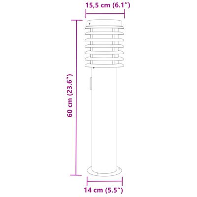 vidaXL Utendørs gulvlampe med uttak svart 60 cm rustfritt stål