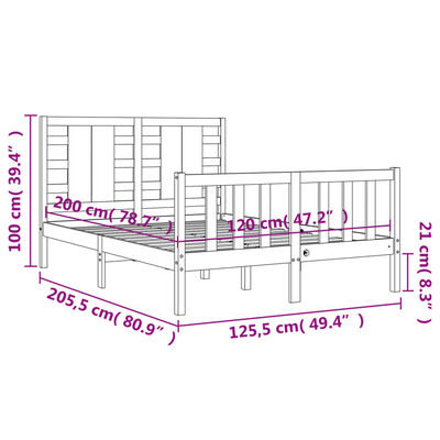 vidaXL Sengeramme med hodegavl svart 120x200 cm heltre