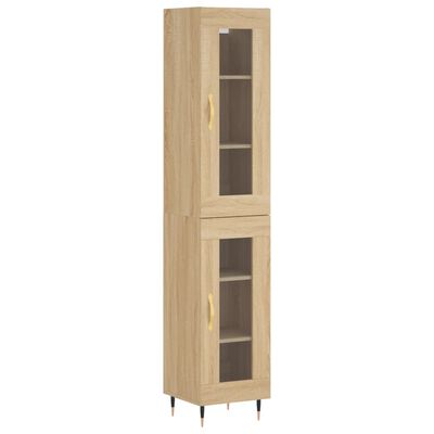 vidaXL Highboard sonoma eik 34,5x34x180 cm konstruert tre