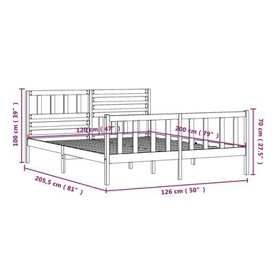 vidaXL Sengeramme hvit heltre 120x200 cm