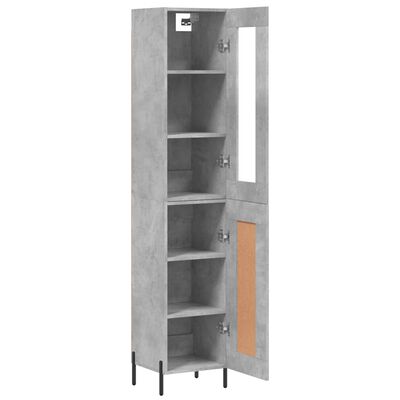 vidaXL Highboard betonggrå 34,5x34x180 cm konstruert tre